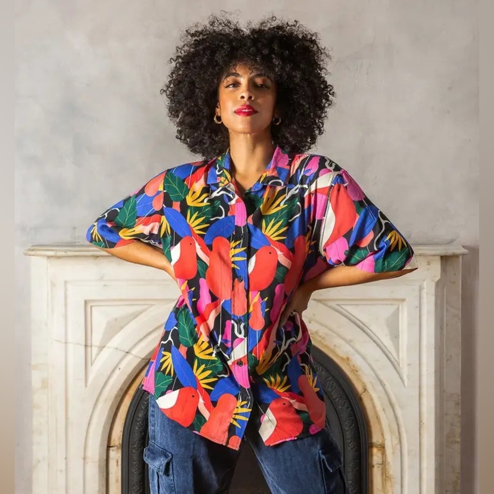 Mixed by Nasrin Colorful Women's Tropical Print Shirt